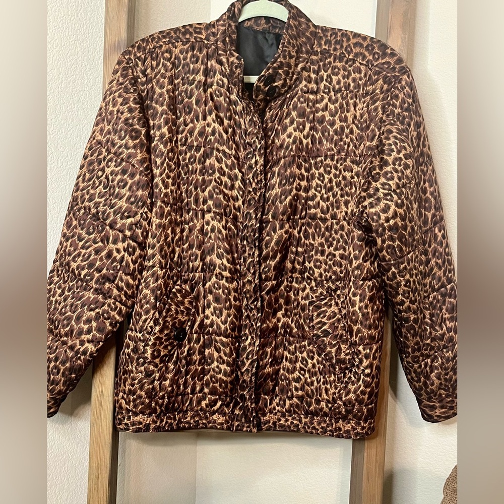 Animal Print Satin Bomber Jacket SzM